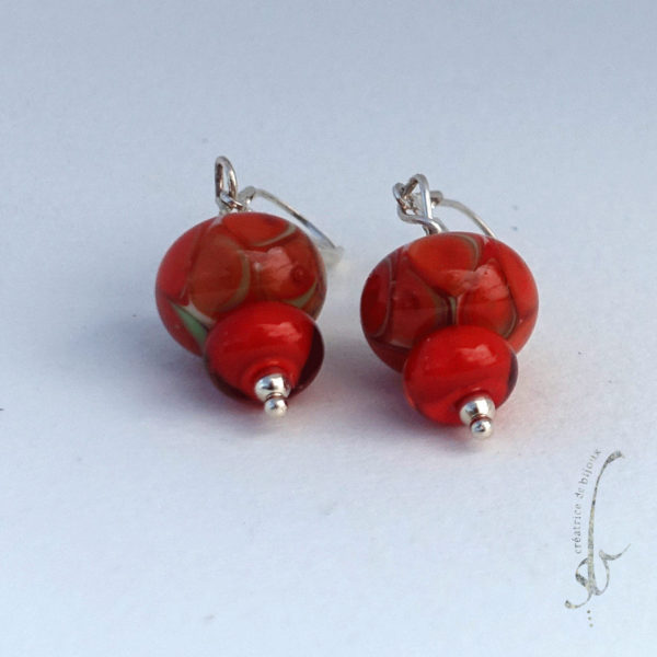 Boucles d'oreilles perles en verre de Murano et argent massif