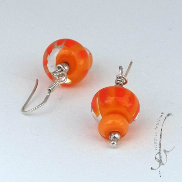 boucles d'oreilles en verre de Murono couleur orange