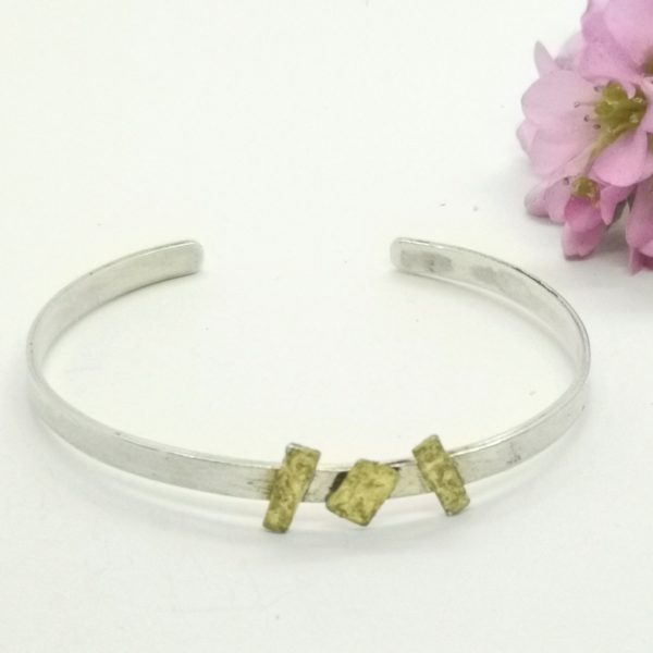 Bracelet argent et barrettes feuilles d'or – Image 2