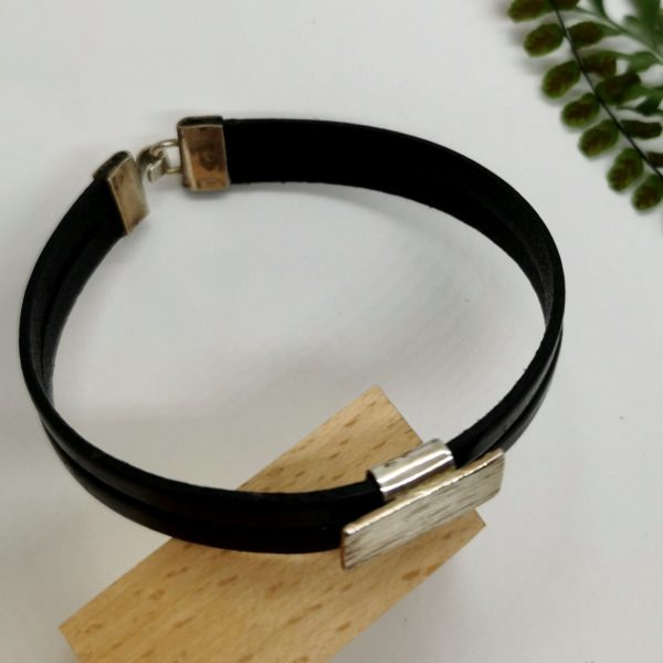 Magnifique Bracelet élégant en cuir et argent  pour homme – Image 7