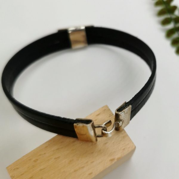 Magnifique Bracelet élégant en cuir et argent  pour homme – Image 3