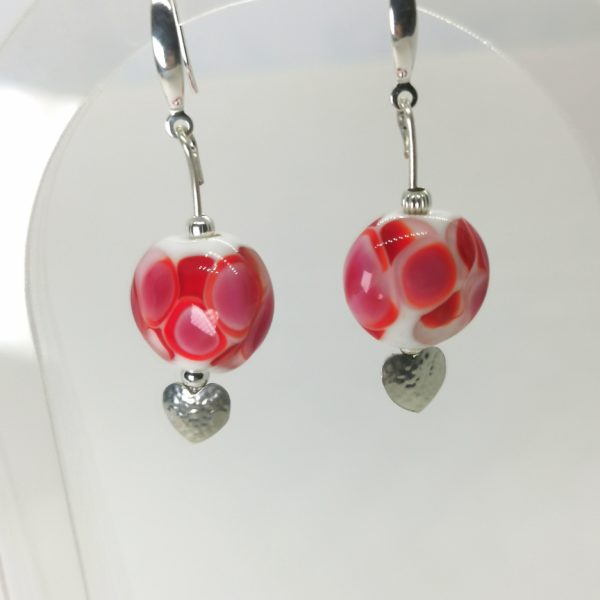 Boucles d'oreilles  "amour de perle" argent 925 et verre de murano rouge – Image 2