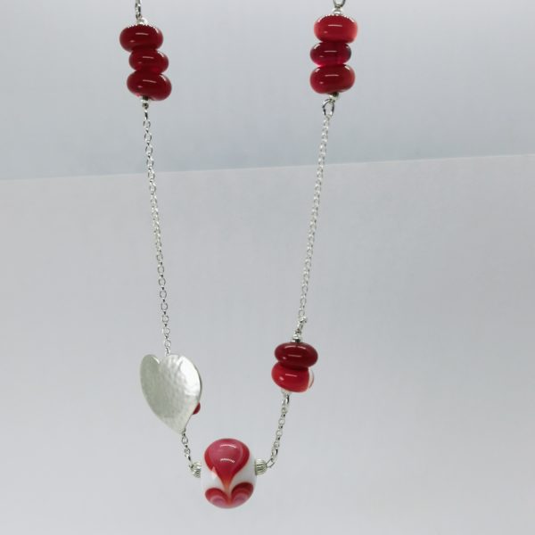 Collier"amour de perle" argent 925 et perles de verre de Murano rouge – Image 5