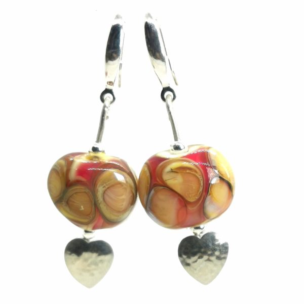 Boucles d'oreilles  "amour de perle" argent 925 et verre de murano rose dorée – Image 4