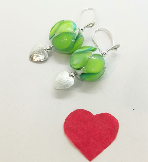 Boucles d'oreilles "amour de perle" argent et verre de murano